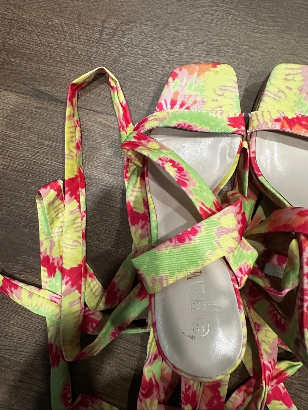 Tie-Dye Wrap Sandals in Neon Pink & Lime